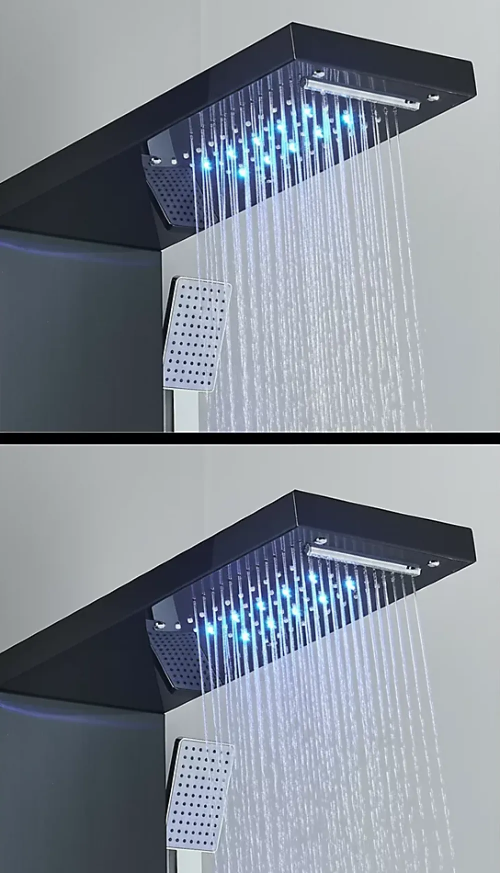 Signature Panneau de douche mural en Noir Mat - Lumière LED