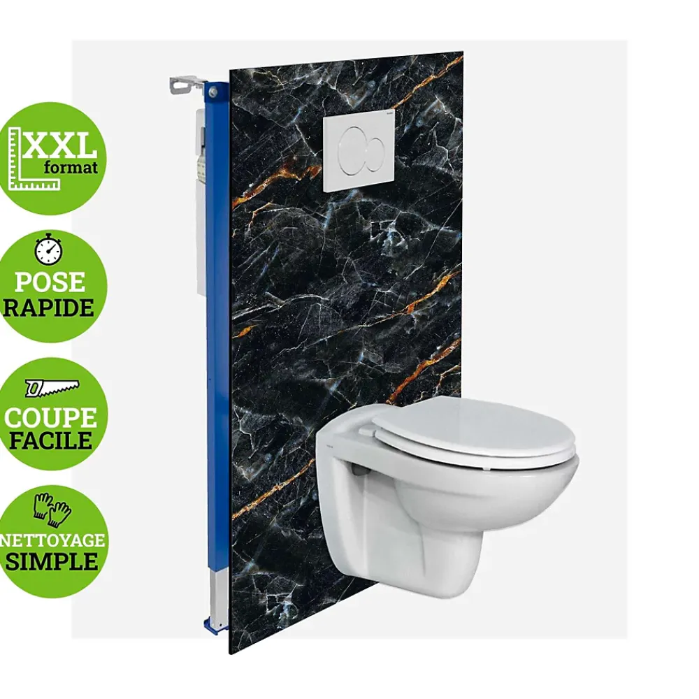 Kobert-in Panneau d'habillage pour bâti,support WC suspendu, 1200x1200x4 mm, finition Marbre, Promise KOBERT,IN