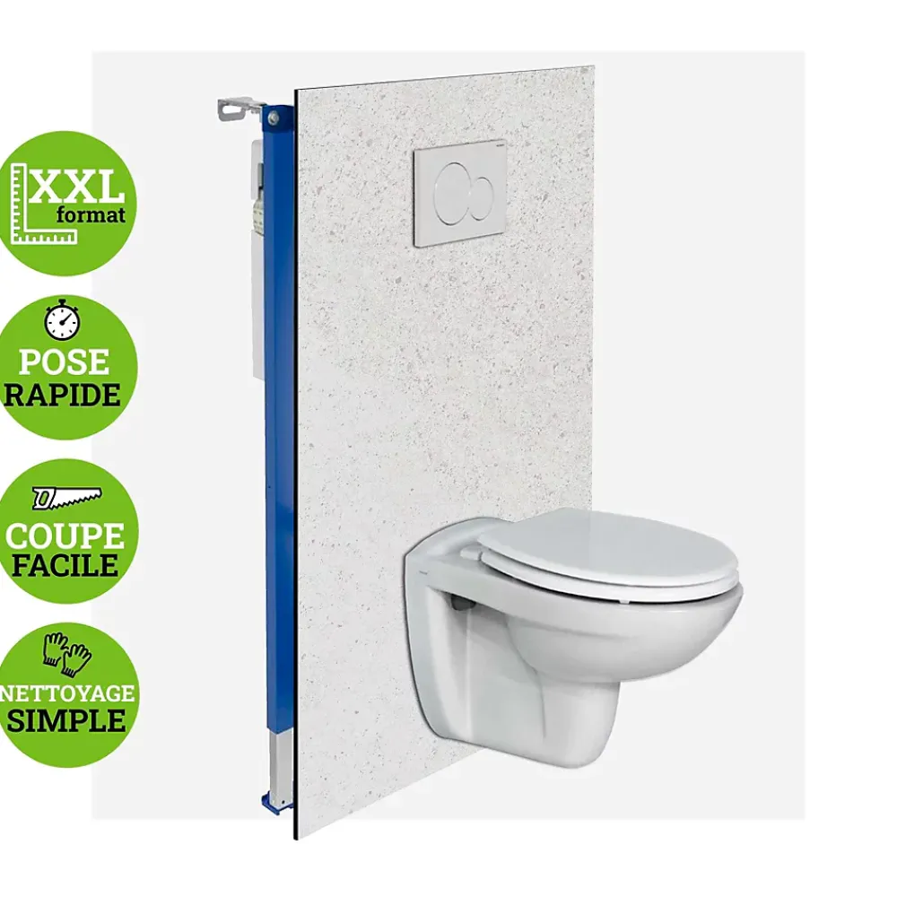 Wc Suspendu|Kobert-in Panneau d'habillage pour bâti,support WC suspendu, 1200x1200x4 mm, finition Marbre Gris, Versilla KOBERT,IN