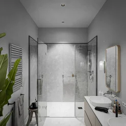 Panneau Mural De Salle De Bains|Mon Marché Déco Panneau Douche PVC Béton - L. 240 x l. 100 x ép. 1 cm