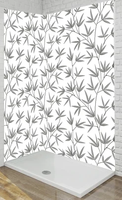 Panneau Mural De Salle De Bains|Ma nouvelle décoration Panneau Mural Alu Douche salle de bain BAMBOU gris et blanc Panneau droite 120 cm x 210 cm Ma Nouvelle Déco
