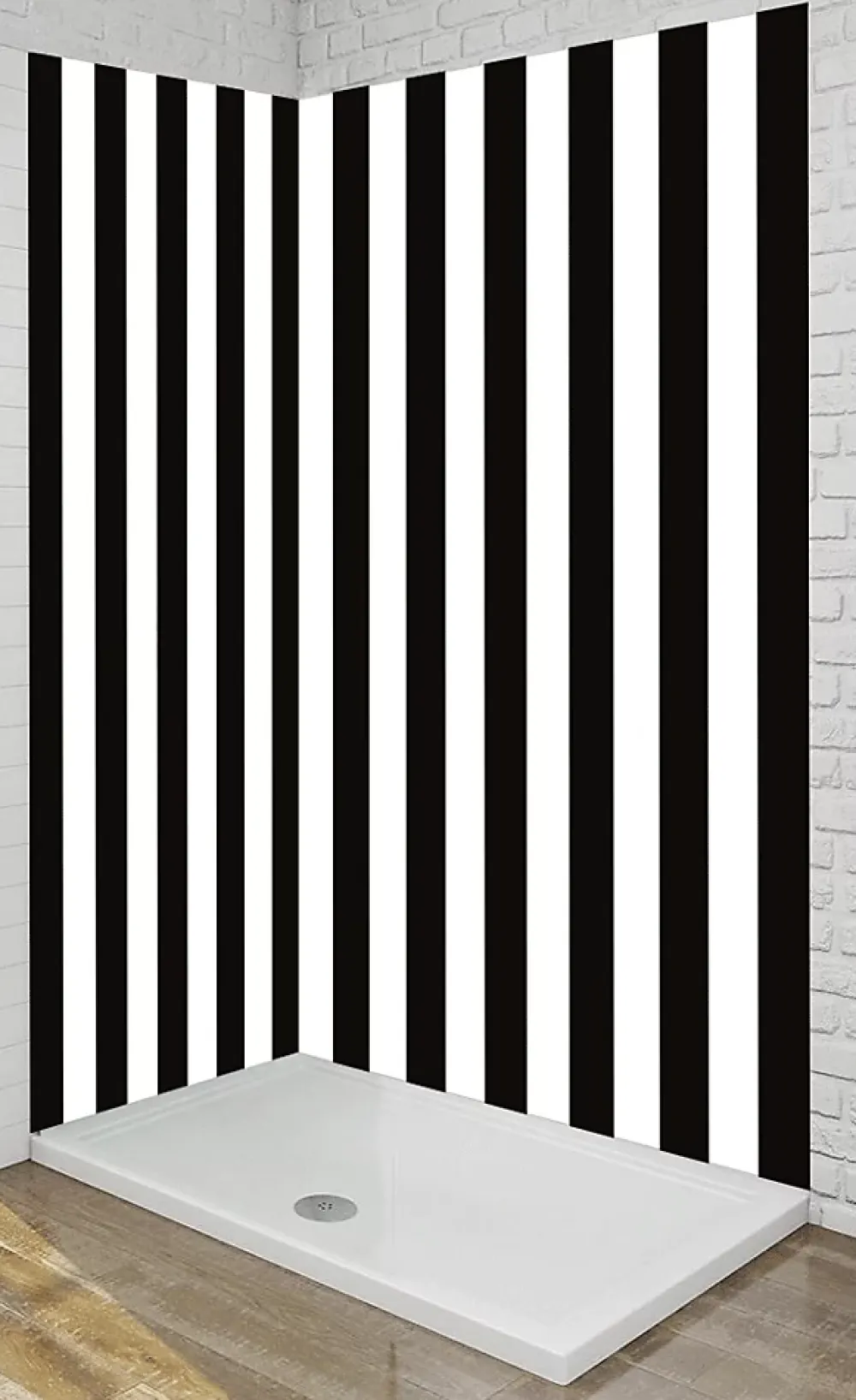 Ma nouvelle décoration Panneau Mural Alu Douche salle de bain CHANTAL noir et blanc 120 cm x 210 cm Ma Nouvelle Déco