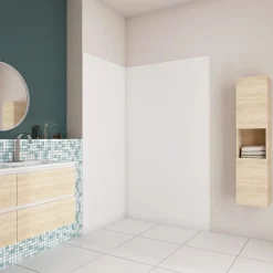 Panneau Mural De Salle De Bains|AICA Sanitaire Panneau mural de douche blanc 120x80x210cm,Panneaux muraux salle de bain habillage mural aluminium,avec 2 profilés de finition