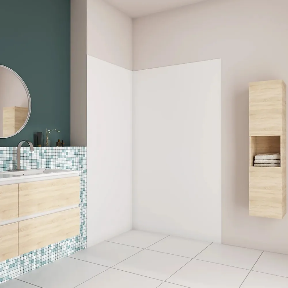 Panneau Mural De Salle De Bains|AICA Sanitaire Panneau mural de douche blanc 120x80x210cm,Panneaux muraux salle de bain habillage mural aluminium,avec 2 profilés de finition
