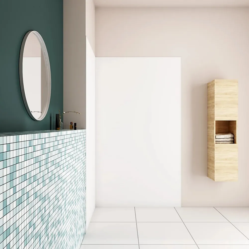 Panneau Mural De Salle De Bains|AICA Sanitaire Panneau mural de douche blanc 120x80x210cm,Panneaux muraux salle de bain habillage mural aluminium,avec 2 profilés de finition
