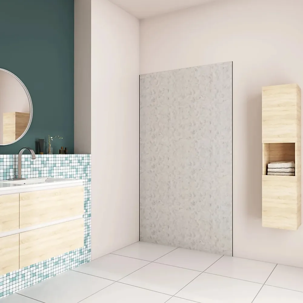 Panneau Mural De Salle De Bains|AICA Sanitaire Panneau mural de douche Béton gris 90x210cm,Panneaux muraux salle de bain habillage mural aluminium