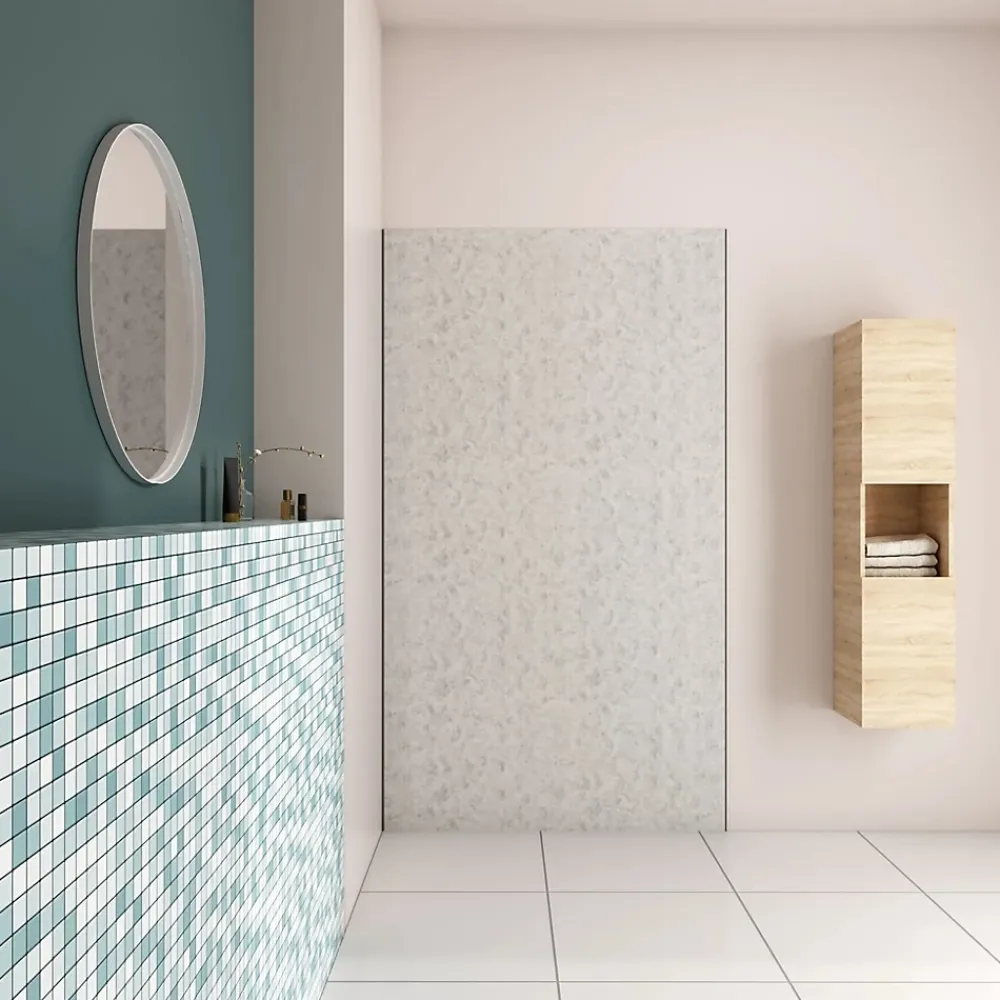 Panneau Mural De Salle De Bains|AICA Sanitaire Panneau mural de douche Béton gris 90x210cm,Panneaux muraux salle de bain habillage mural aluminium