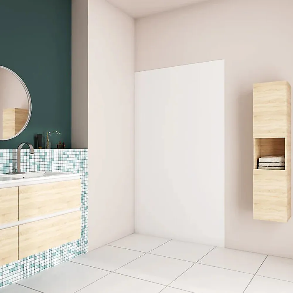 AICA Sanitaire Panneau mural de douche blanc 80x210cm,Panneaux muraux salle de bain habillage mural aluminium,avec 2 profilés de finition