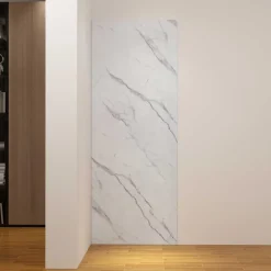 AICA Sanitaire Panneau mural de douche effet blanc marbre 100 x 210 cm mural aluminium - Étanche, durable et facile à nettoyer