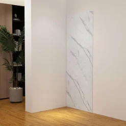 Panneau Mural De Salle De Bains|AICA Sanitaire Panneau mural de douche effet blanc marbre 90 x 210 cm mural aluminium - Étanche, durable et facile à nettoyer