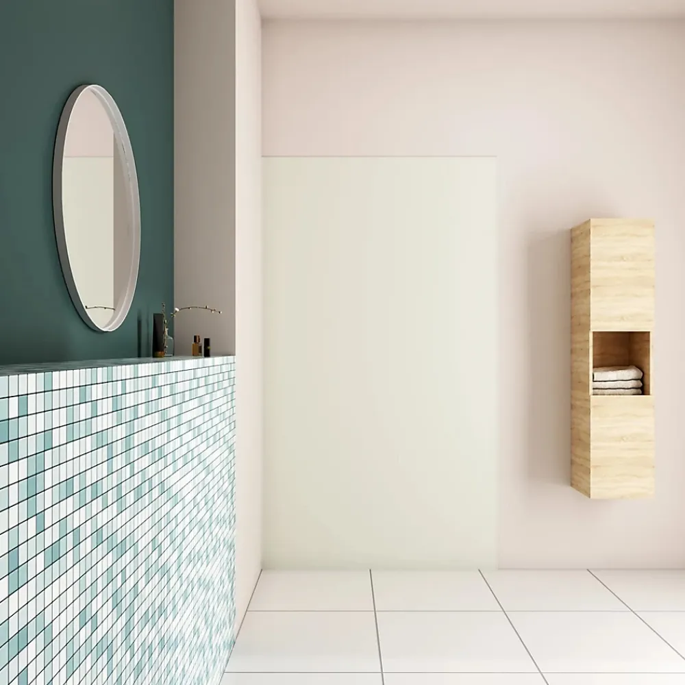 AICA Sanitaire Panneau mural de douche Ivoire 90x210cm,Panneaux muraux salle de bain habillage mural aluminium,avec 2 profilés de finition