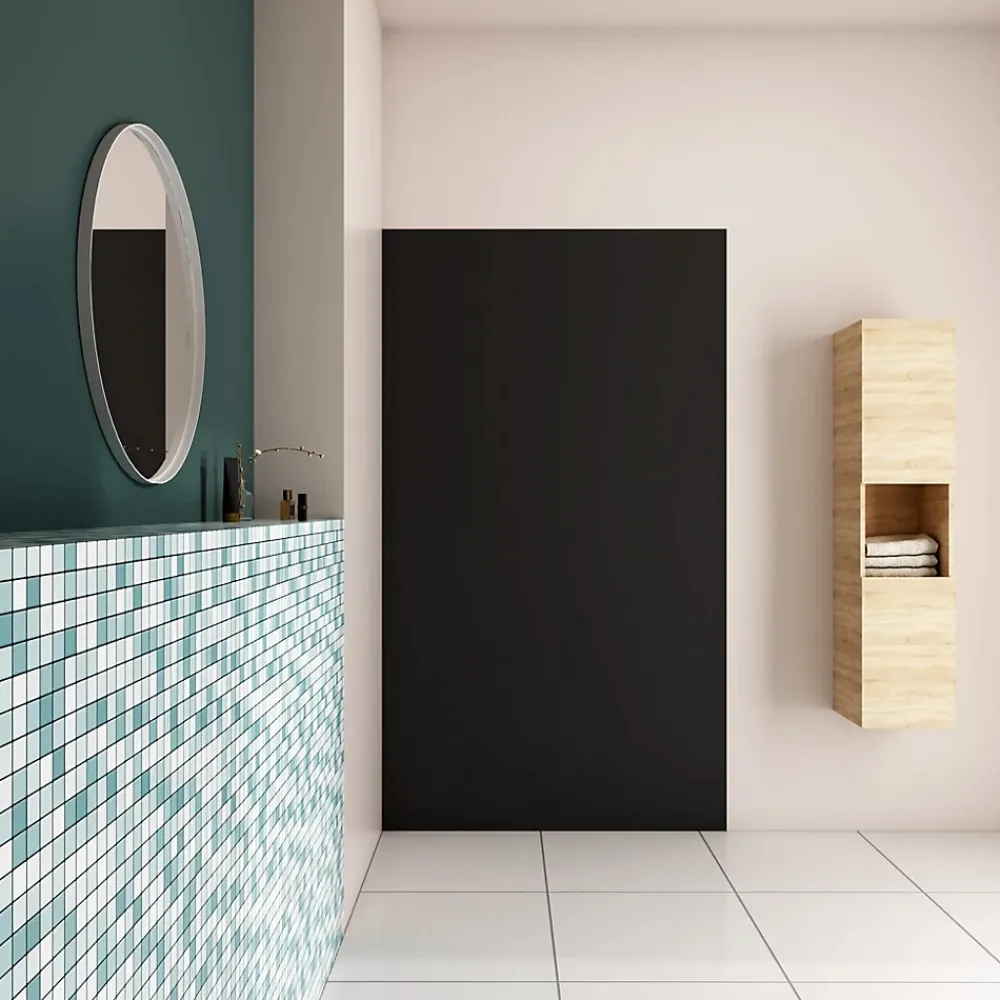 Panneau Mural De Salle De Bains|AICA Sanitaire Panneau mural de douche Noir 120x210cm,Panneaux muraux salle de bain habillage mural aluminium,avec 2 profilés de finition