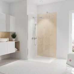 Schulte Panneau mural de salle de bains l.100 x H.210 cm, effet pierre beige, DecoDesign