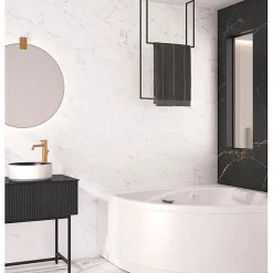Panneau Mural De Salle De Bains|Kinedo Panneau mural de salle de bain - Kinewall Design - - Marbre blanc - 125x250 cm