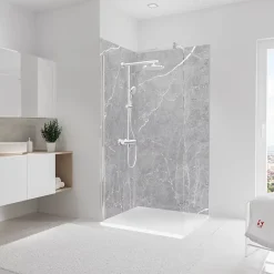 Panneau Mural De Salle De Bains|Schulte Panneau mural de salle de bain l.100 x H.255 cm, marbre gris, Décodesign vendu par 2