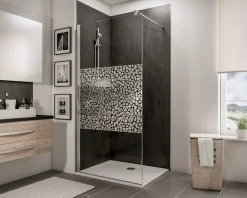 Panneau Mural De Salle De Bains|Schulte Panneau mural de salle de bains l.100 x H.255 cm, effet ardoise anthracite mat, Décodesign vendu par 2