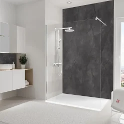 Schulte Panneau mural de salle de bain l.150 x H.255 cm, schiste anthracite, DécoDesign