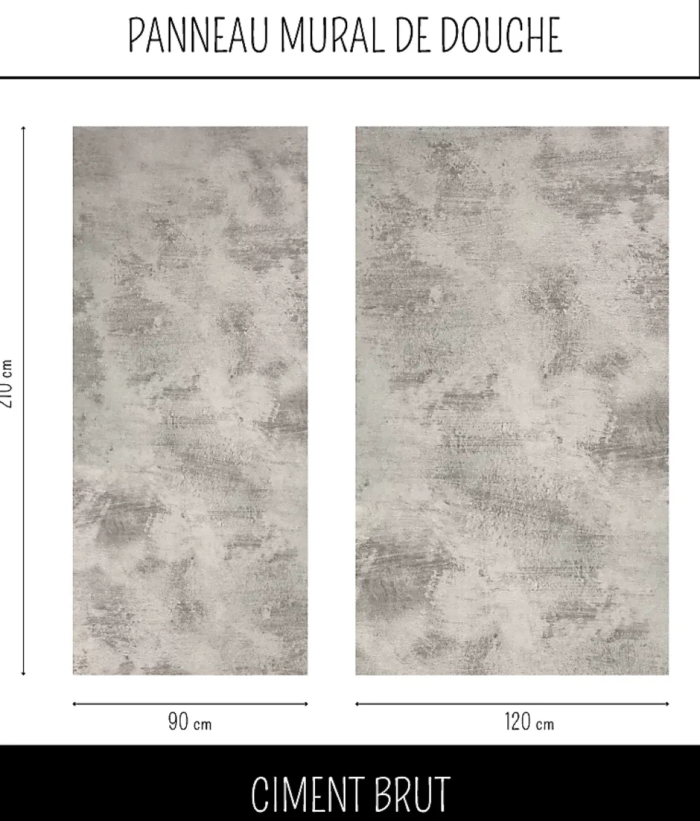 Panneau Mural De Salle De Bains|Ma nouvelle décoration Panneau Mural Douche salle de bain CIMENT Brut 90 cm x 210 cm Ma Nouvelle Déco