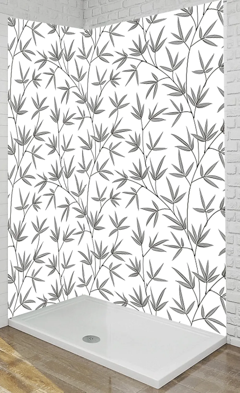 Ma nouvelle décoration Panneau Mural Douche salle de bain BAMBOU gris et blanc 90 cm x 210 cm Ma Nouvelle Déco