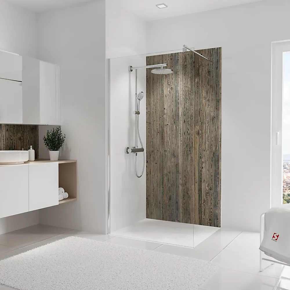 Schulte Panneau mural salle de bains 100 x 210 cm, DécoDesign Décor, bois veilli