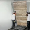 Stone Evolution Panneau 2500x1200x25 mm en véritable Travertin strié sur composite à chants nus