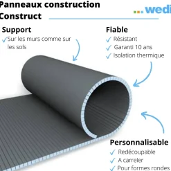 Wedi Panneaux de construction Construct, formes rondes transveral 250 x 60 x 3 cm