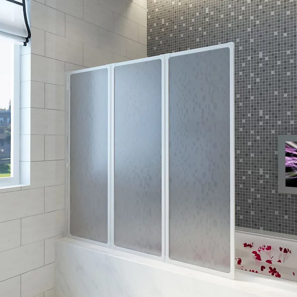 Vidaxl Pare baignoire à 3 volets rétractables (141x132 cm - Blanc)
