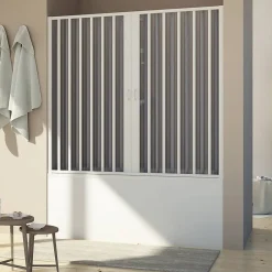 Pare-Baignoire|Forte Pare baignoire 150 CM H150 en Plastique pvc modèle Delfi avec l'ouverture centrale