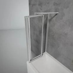Schulte Pare baignoire à coller 2 volets + paroi de retour fixe, 89 x 70 x 120 cm, alu-argenté,