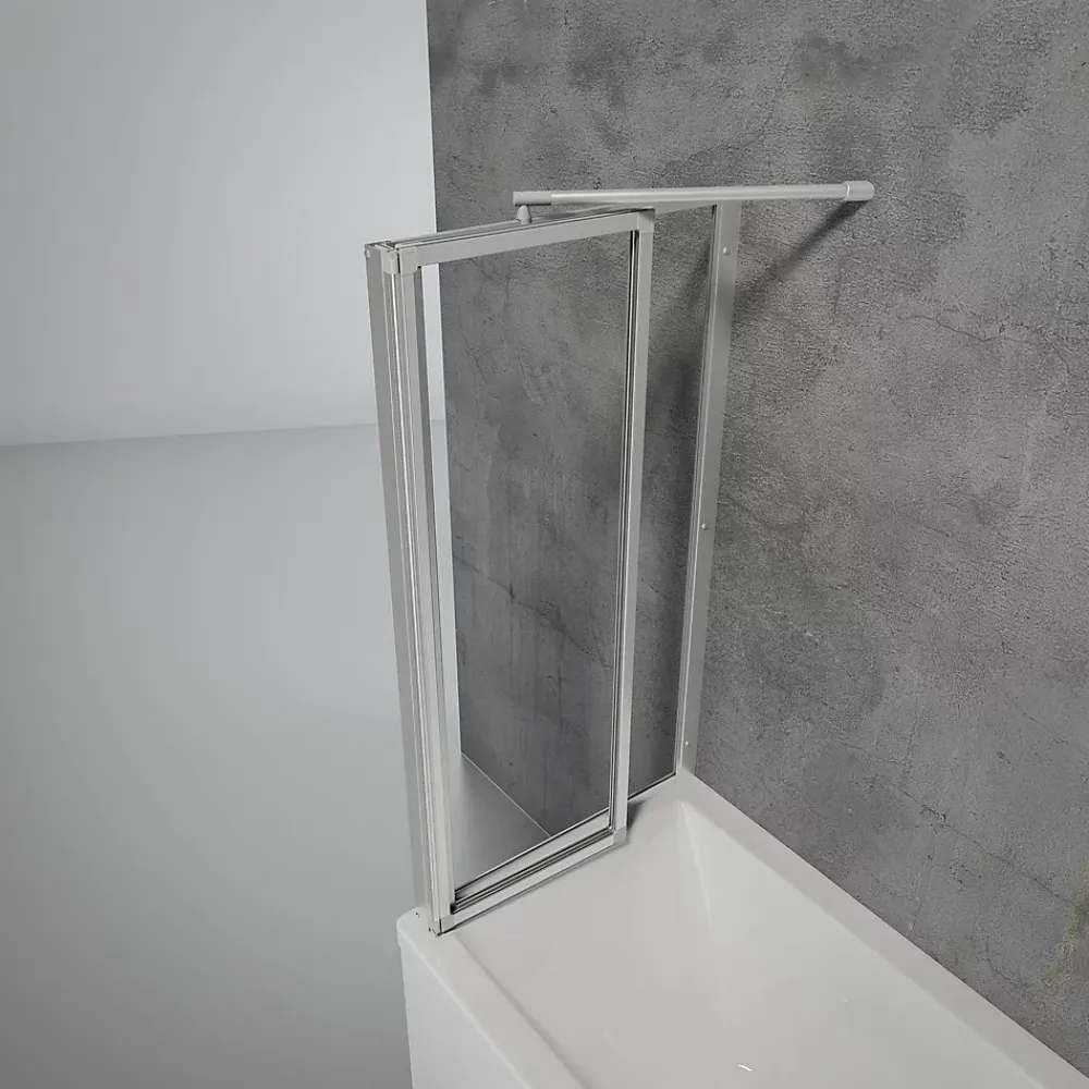 Schulte Pare baignoire à coller 2 volets + paroi de retour fixe, 89 x 70 x 120 cm, alu-argenté,