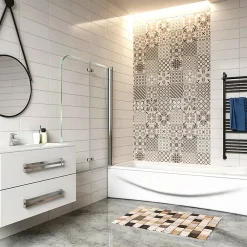 AICA Sanitaire Pare baignoire 2 volet pliante et pivotant chrome - L.110 x H.140 cm en 6mm verre anticalcaire