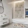 Pare-Baignoire|AICA Sanitaire Pare baignoire 2 volet pliante et pivotant chrome - L.100 x H.140 cm en 6mm verre anticalcaire