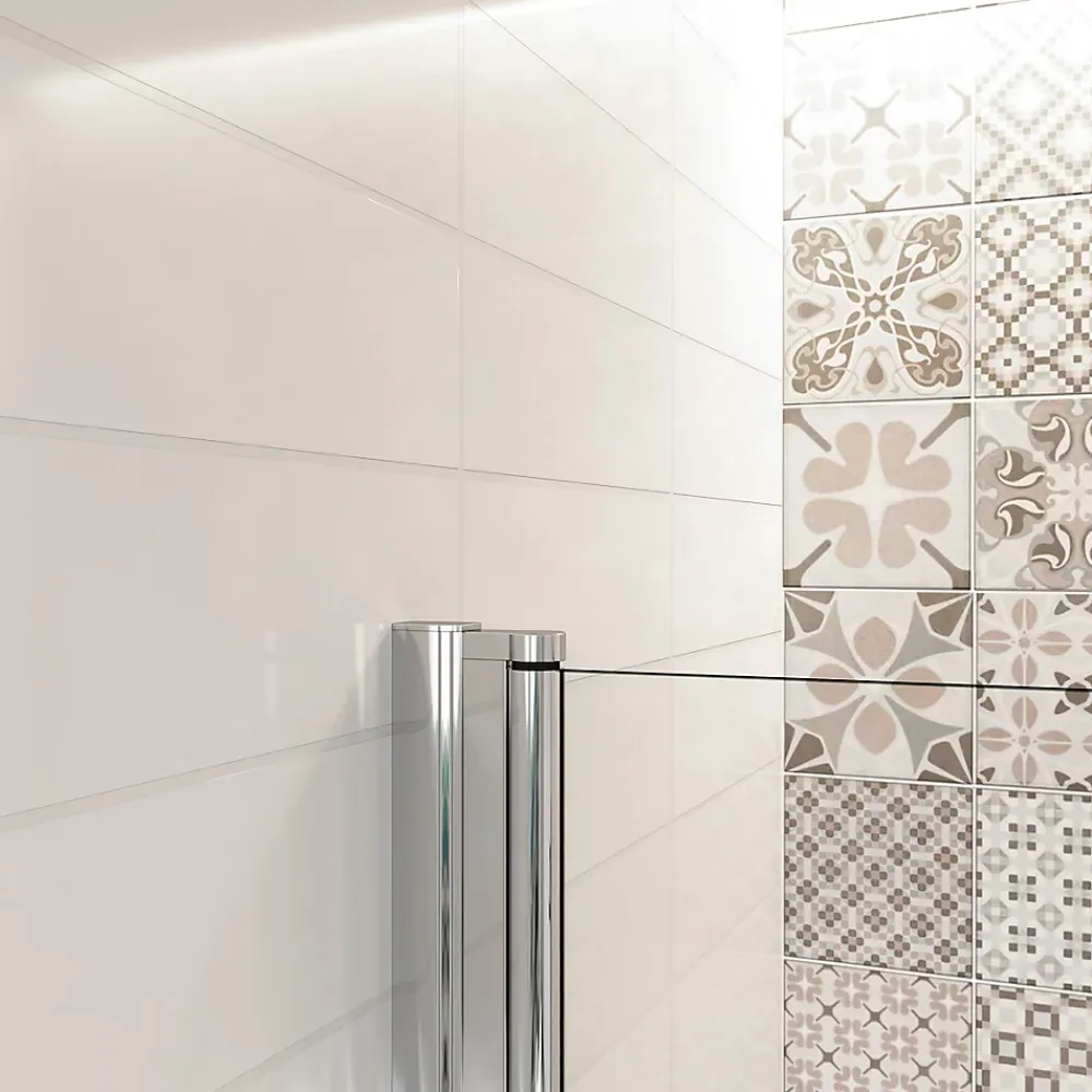 Pare-Baignoire|AICA Sanitaire Pare baignoire 2 volet pliante et pivotant chrome - L.100 x H.140 cm en 6mm verre anticalcaire
