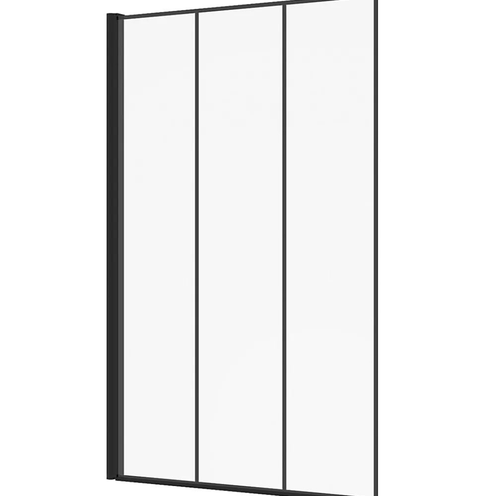 IDMarket Pare baignoire 1 volet 70x120 cm sérigraphié effet verrière avec profilé en aluminium noir
