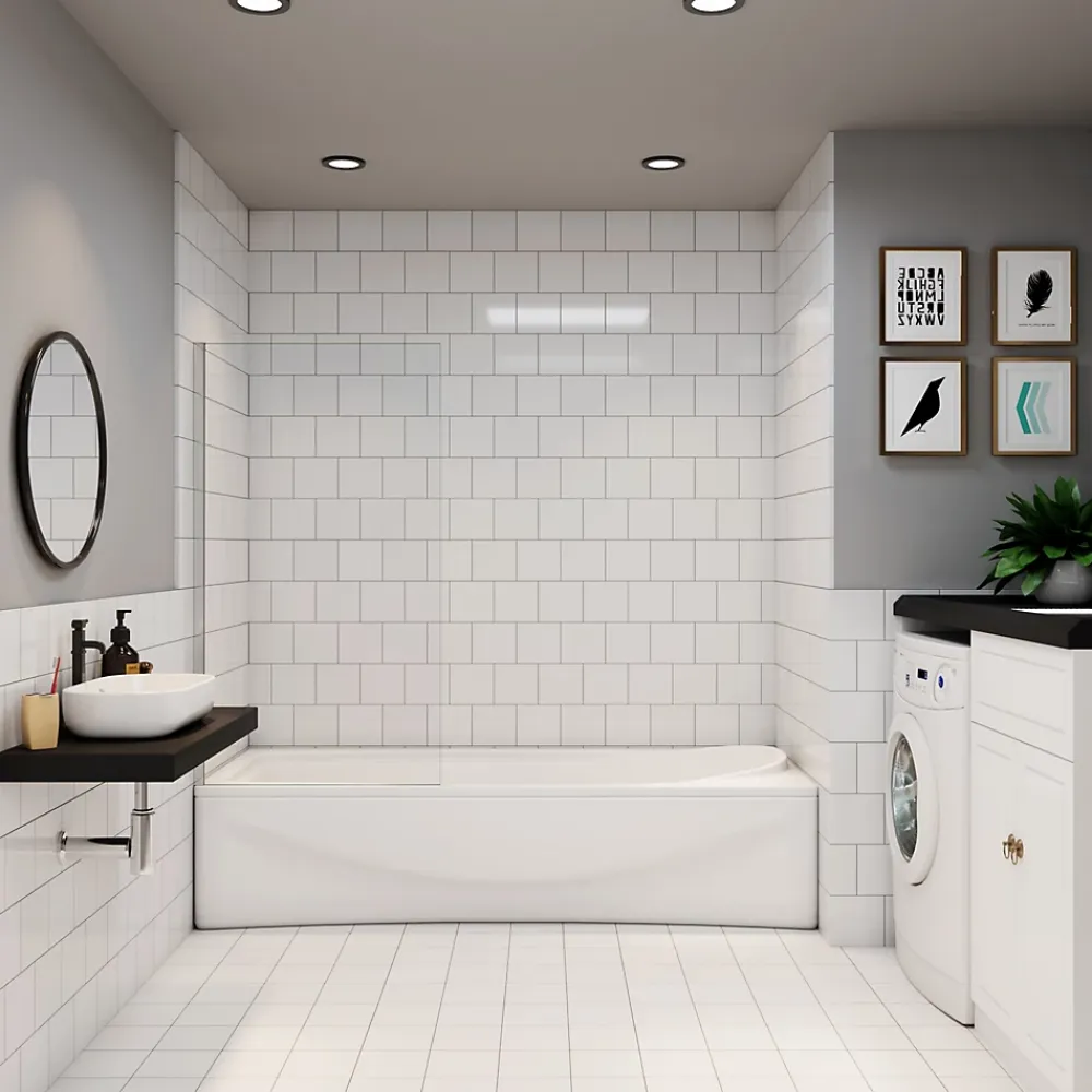 Pare-Baignoire|AICA Sanitaire pare baignoire Argent 70x130cm,paroi fixée,5mm verre anticalcaire,style industriel et Installation réversible