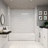 AICA Sanitaire pare baignoire Argent 40x130cm,paroi fixée,5mm verre anticalcaire,style industriel et Installation réversible