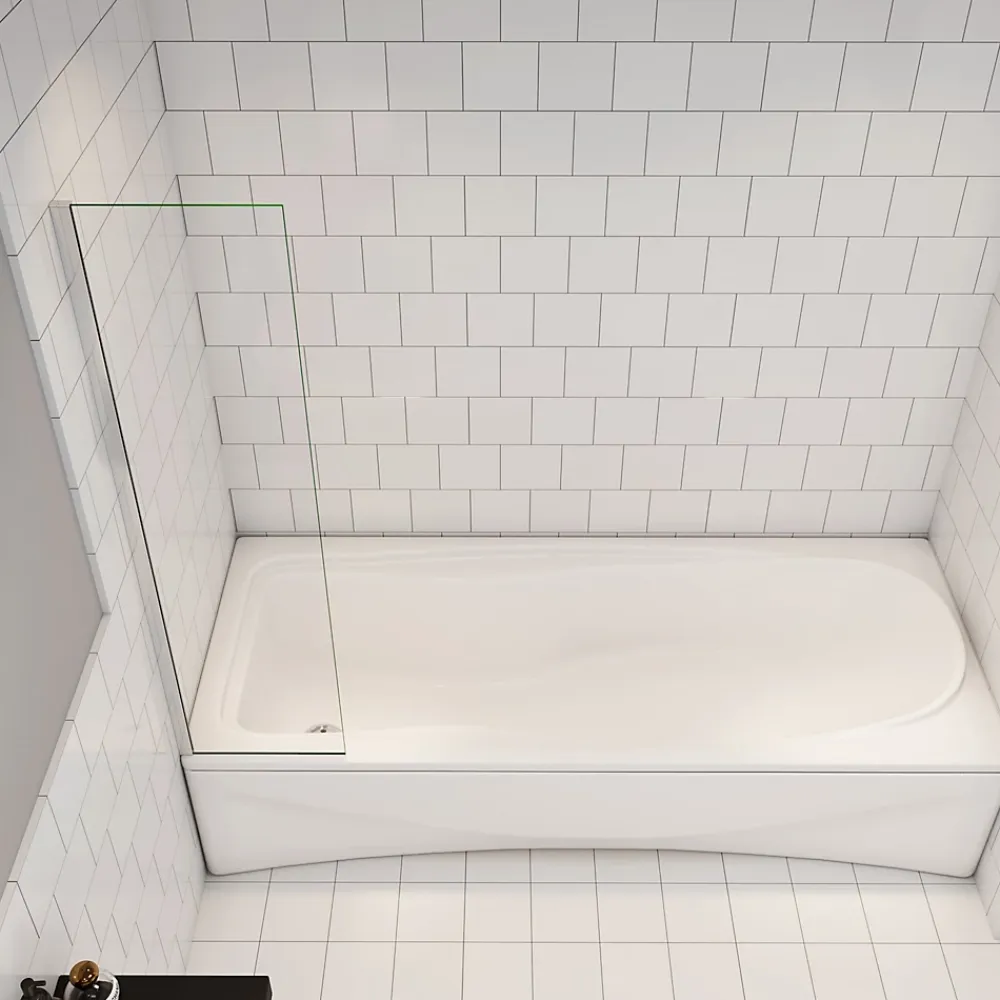 AICA Sanitaire pare baignoire Argent 40x130cm,paroi fixée,5mm verre anticalcaire,style industriel et Installation réversible