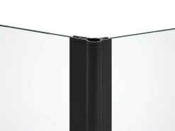 Vente-unique Pare baignoire avec porte-serviette et retour pivotant noir mat - (70 + 30) x 140 cm - PRIMAEL