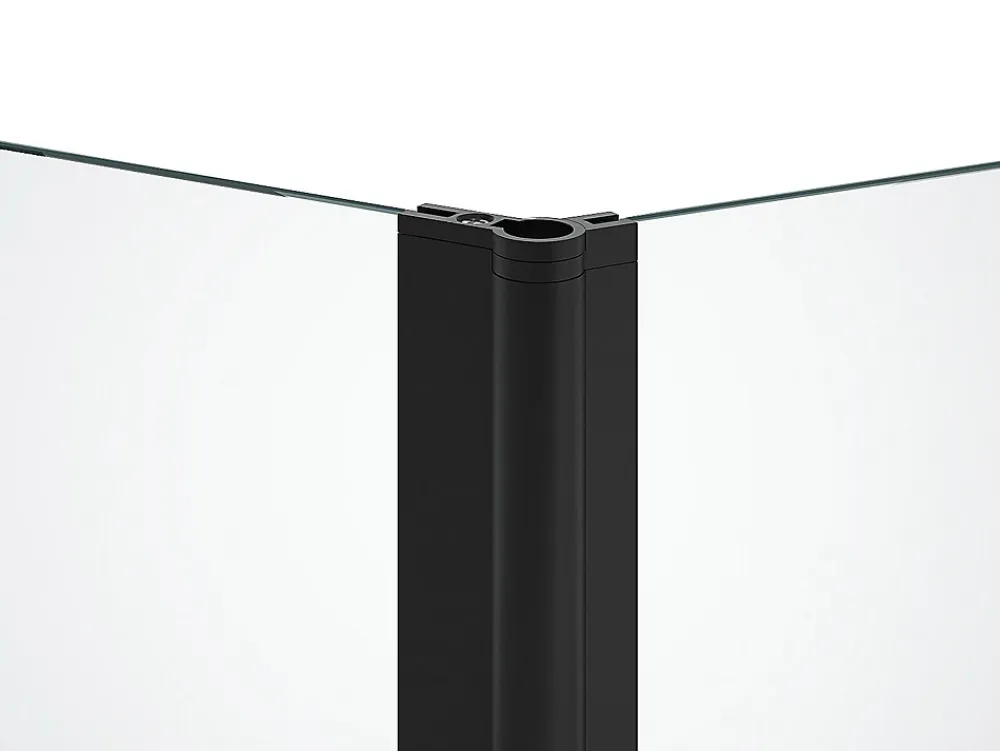 Vente-unique Pare baignoire avec porte-serviette et retour pivotant noir mat - (70 + 30) x 140 cm - PRIMAEL