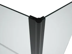 Vente-unique Pare baignoire avec porte-serviette et retour pivotant noir mat - (70 + 30) x 140 cm - PRIMAEL