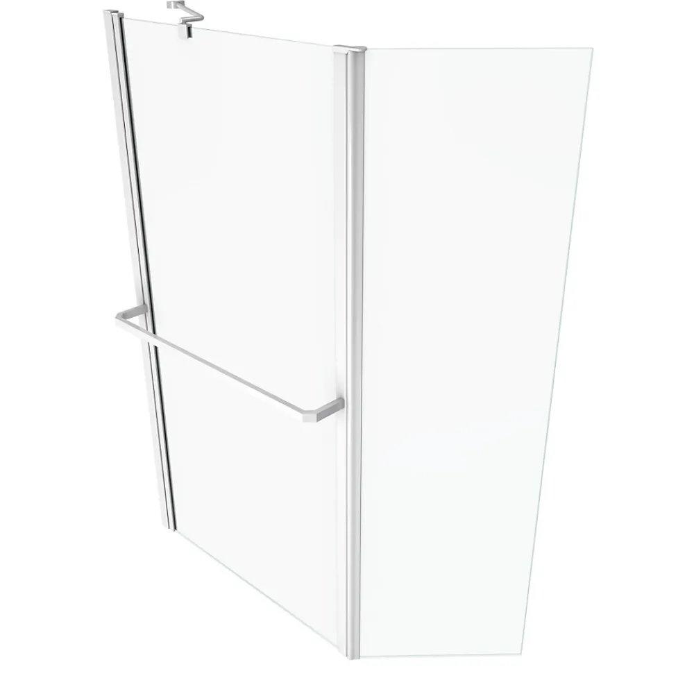 Pare-Baignoire|Aurlane PARE BAIGNOIRE AVEC VOLET PIVOTANT 130x105cm PROFILE ALUMINIUM LAQUE BLANC ET VERRE TRANSPARENT
