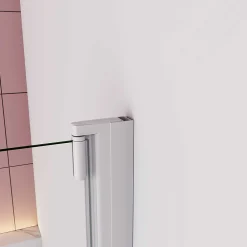 AICA Sanitaire Pare baignoire Blanc mat au angle arrondis pivotant à 180 degrés,L70xH130cm,4mm verre trempé, style industriel