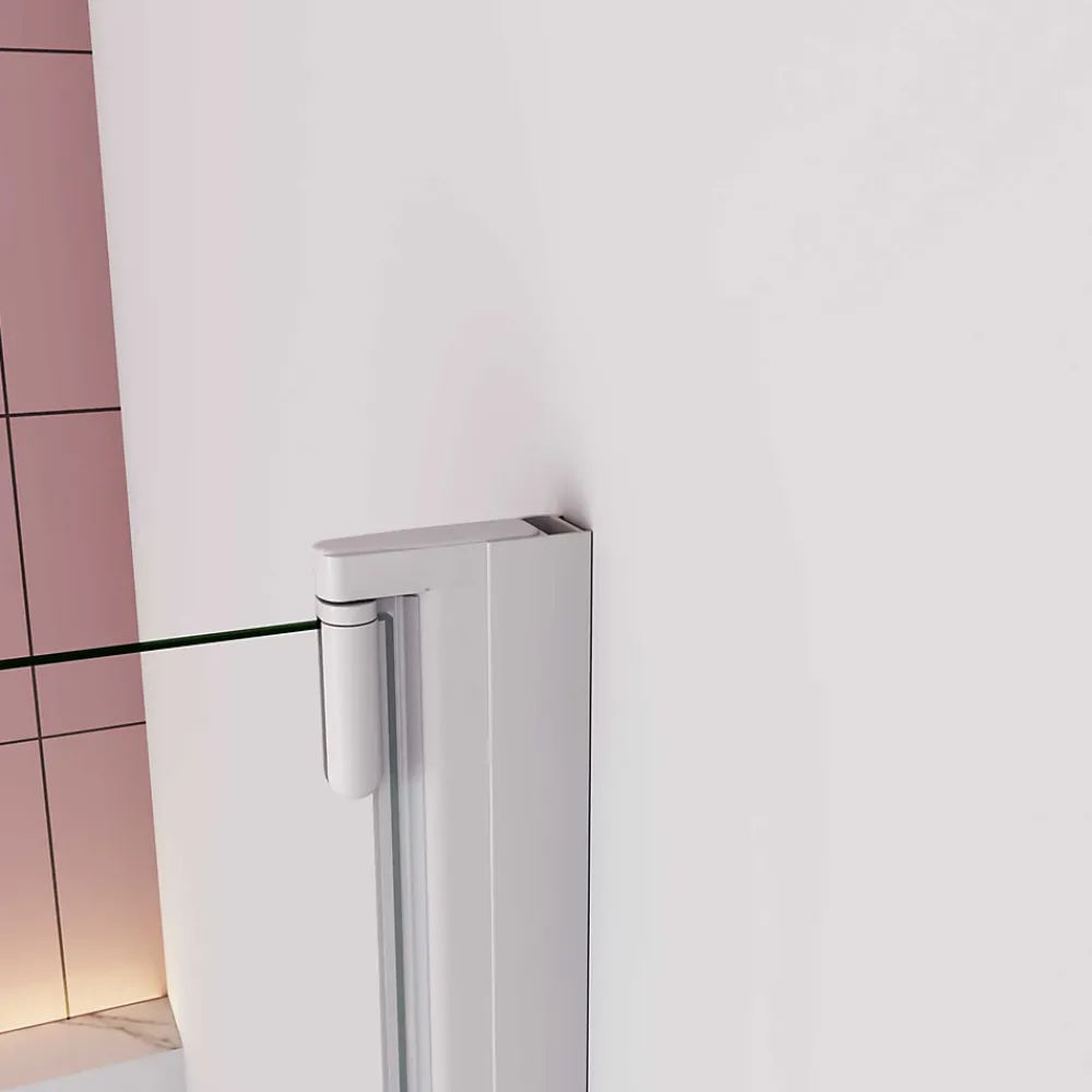 AICA Sanitaire Pare baignoire Blanc mat au angle arrondis pivotant à 180 degrés,L70xH130cm,4mm verre trempé, style industriel
