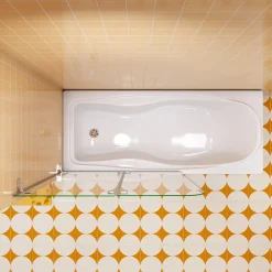 AICA Sanitaire Pare baignoire chromé 2 volets - L.110 x H.140cm - 5mm verre sécurité - Pivotant et repliable 180 degré
