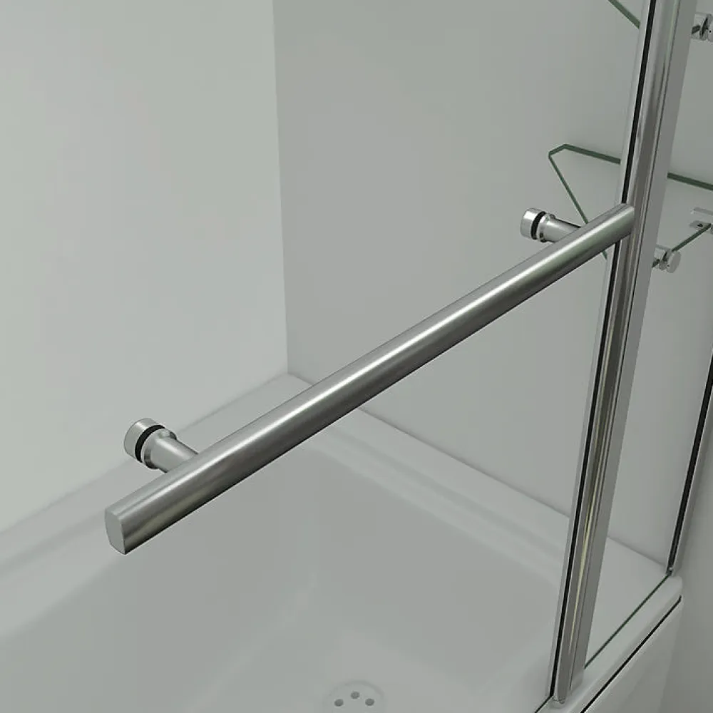AICA Sanitaire Pare baignoire chromé pivotante L.100 x 140 cm avec 2 étagères - 6mm verre sécurité - solution pratique, élégante