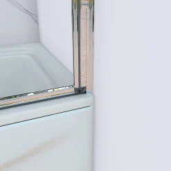 AICA Sanitaire Pare baignoire Chrome pliante,L120xH140cm avec pliante 5 volets pliants 180 degrés,Installation réversible,4mm verre trempé