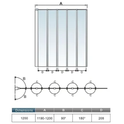 AICA Sanitaire Pare baignoire Chrome pliante,L120xH140cm avec pliante 5 volets pliants 180 degrés,Installation réversible,4mm verre trempé
