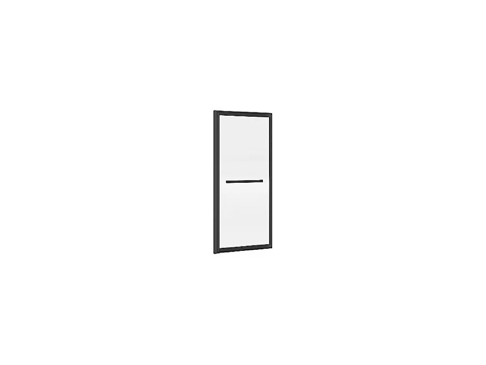 Vente-unique Pare baignoire coulissant noir mat avec porte serviette - 100x140 cm - WAIMEA