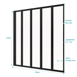 Galedo Pare baignoire Five 5 volets pivotants noir 143 x 125cm