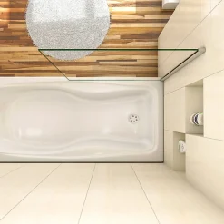 AICA Sanitaire Pare baignoire fixe 1 volet chrome - L.40 x H.130 cm en 5mm verre anticalcaire